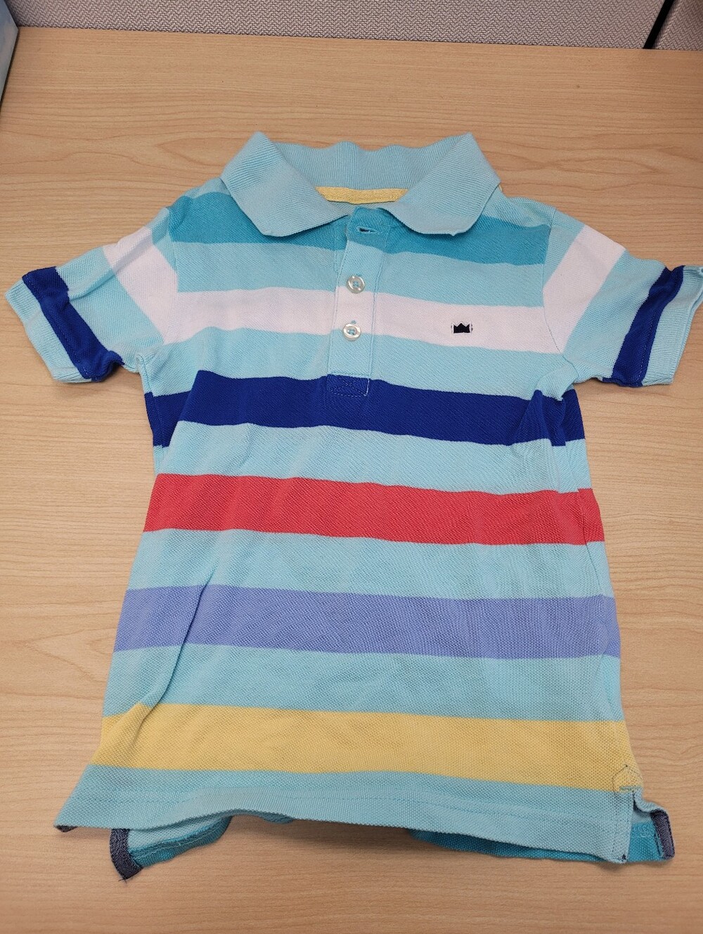 Crown & Ivy boy's multi-colored striped short-sleeve polo Shirt Sz 4